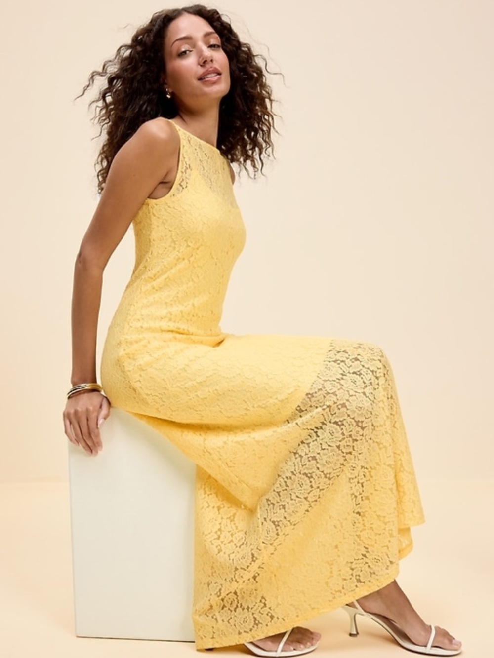 The Occasion by Old Navy Yellow Lace Dress